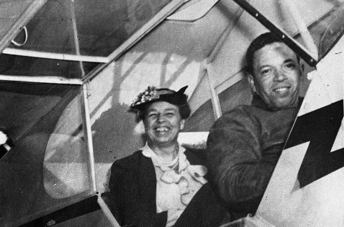 Mrs. Roosevelt and "Chief" Anderson in plane