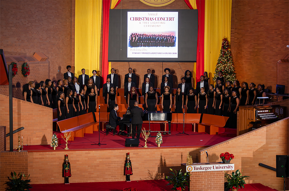 Picture of Dr. Bar directing the Golden Voices Choir in the choir loft