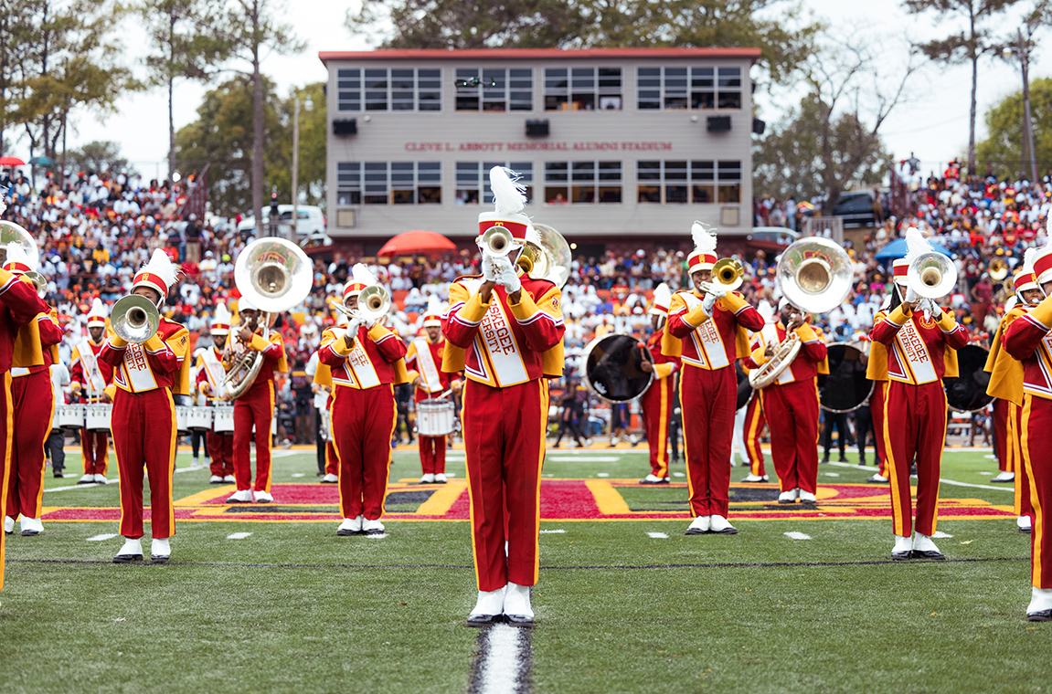 Band performing on the field