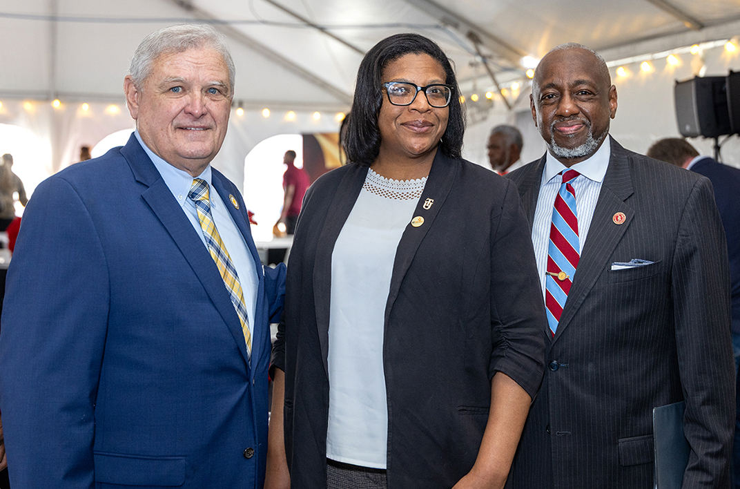 Alabama Agriculture Commissioner Rick Pate with CAENS Dean Olga Bolden-Tiller and TU President Mark Brown at the 134th Farmers Conference