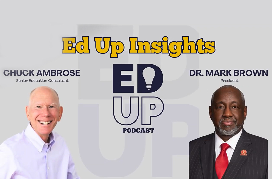 Screenshot of Ed Up Insights podcast hosted by Chuck Ambrose featuring Dr. Mark Brown