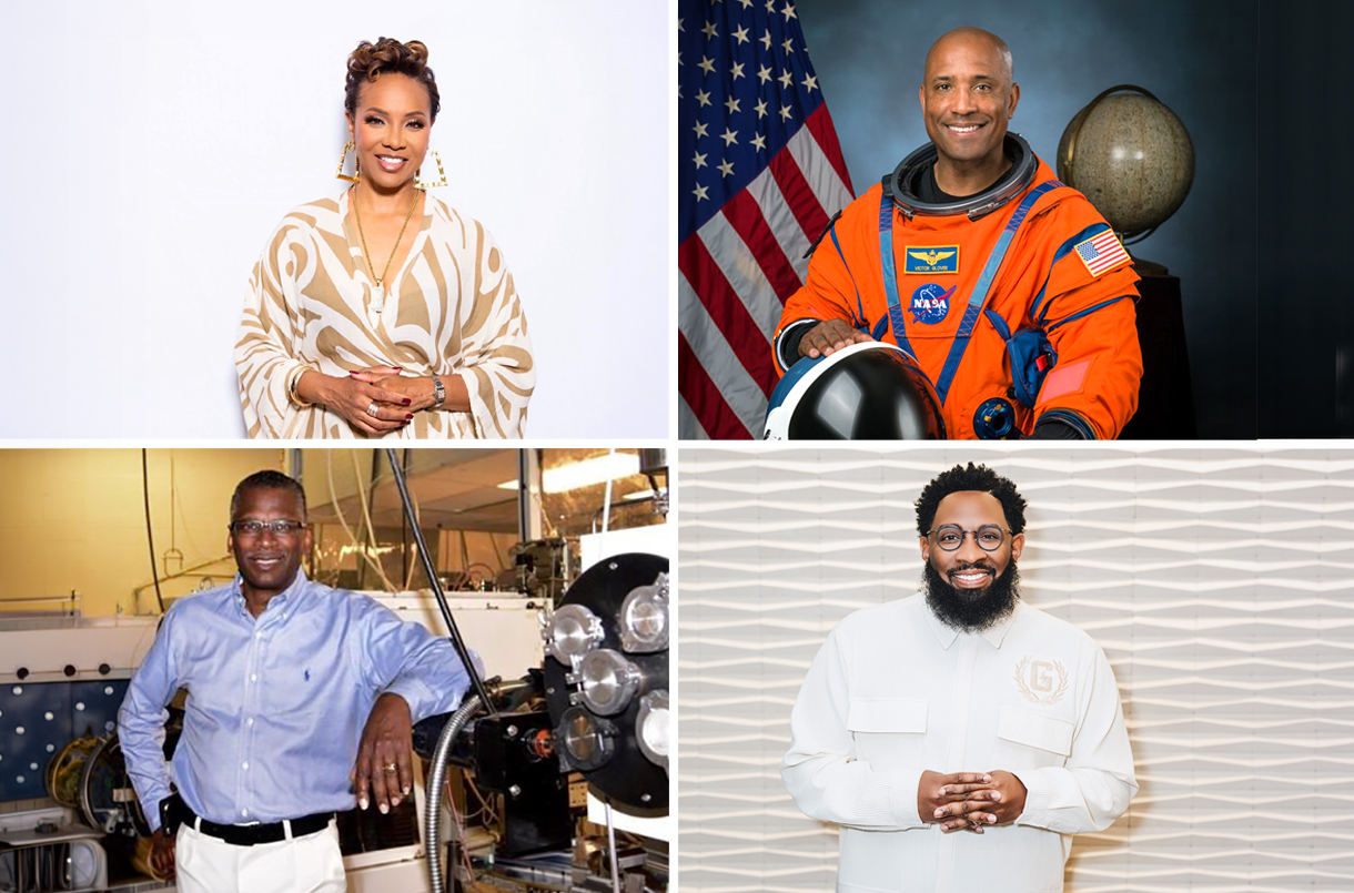 Collage of MC Lyte, Victor J. Glover, Dr. Lonnie Johnson, and Pastor Mike